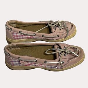 Sperry Top Sider Angel Fish Loafers Girls Shoes Sequin Plaid 4.5 bv